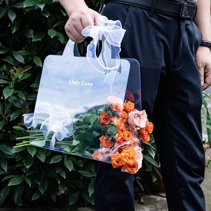 Thickened PVC Floral Gift Box Transparent High Quality Handheld Bag Suitable for Mother's Day Valentine's Day And Other Occasions