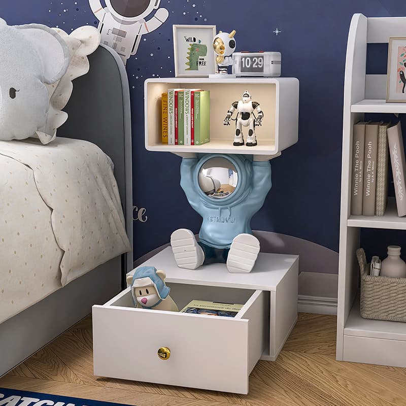 Astronaut Coffee Table for Living Room, Home Side Cabinet, Cartoon Boy Kids Bedside Storage Shelf, Sofa Side Table Decoration