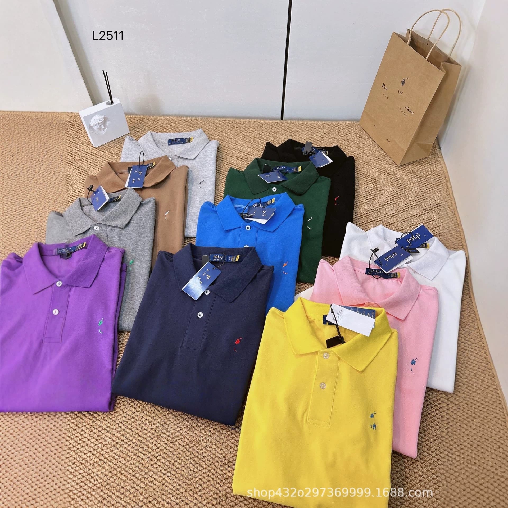 Cross-border stock polo shirt with small horse logo, men's turn-down collar embroidered solid color breathable loose short-sleeve t-shirt, loose and comfortable