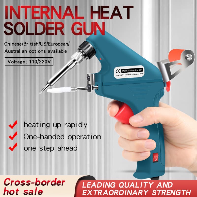 Cross-border Strictly Selected Handheld 100W Internal Heating Soldering Gun, US and Europe Dual Voltage 110V Handheld Electric Soldering Iron with Automatic Tin Feeding
