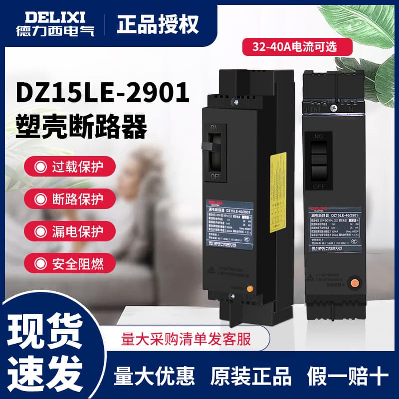 Delixi Electric DZ15LE-40/2901 Leakage Switch Protector Circuit Breaker 16A 20A 32A 40A