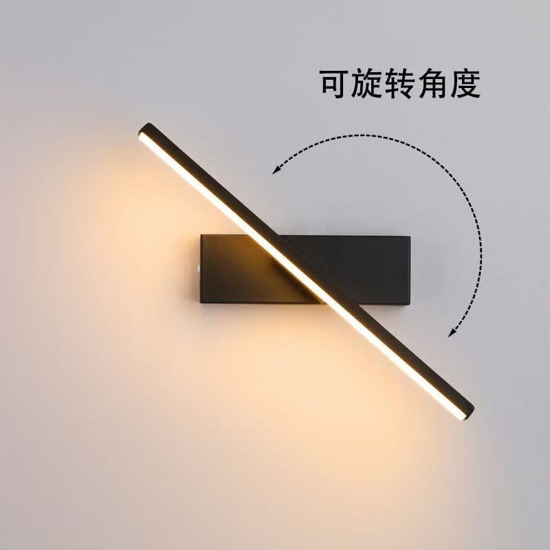 Bedroom bedside wall lamp can rotate and adjust the angle indoor LED lighting minimalist personality strip wall lamp master bedroom