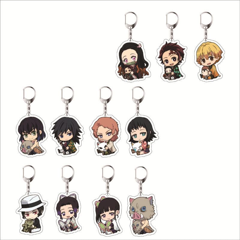 Anime Demon Slayer Keychain Kamado Tanjiro Nezuko Acrylic Cartoon Pattern Backpack Demon Slayer Car Mount