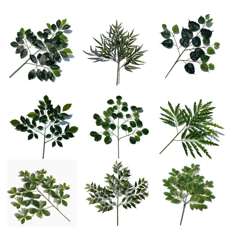Dongguan simulated flat green leaf banyan leaves jujube leaves maple leaves garden engineering landscape wedding decoration