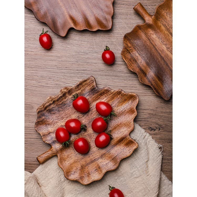 Solid Wood Large Leaf Tea Tray, Tea Plate, Saucer, Creative Dry Brewing Tray, Tea Set Storage Tray, Hotel Tray
