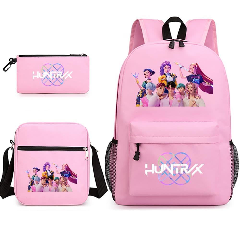 Anime Cartoon New Children's Backpack Set, Casual Pencil Case and Shoulder Bag Three-piece Set, Cross-border Fashion Student Bag