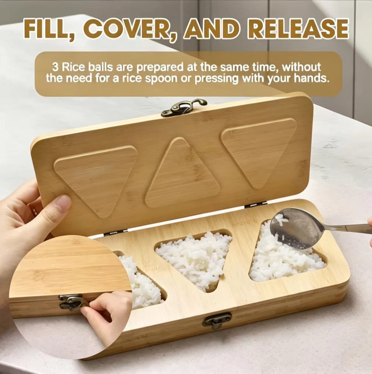 Cross-border Wooden Rice Ball Mold Triangle Wooden Rice Ball Bento Making Tool Wooden DIY Rice Ball Maker