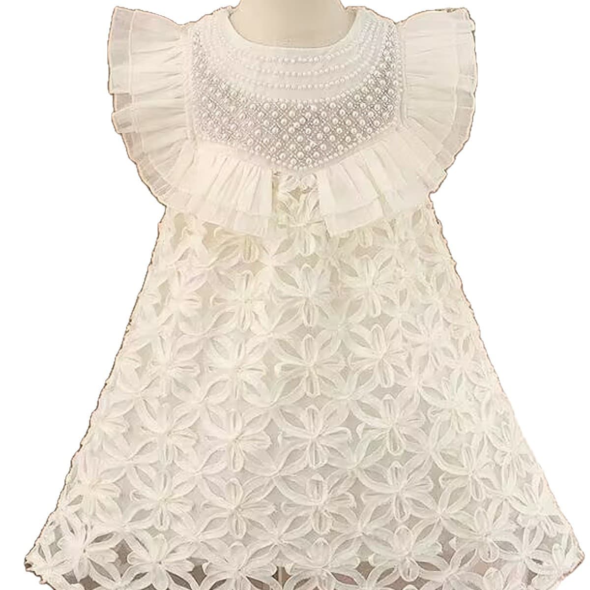 Girls' Dress 2026 Summer New Style Little Girls' Vest Dress Fashionable Princess Hollow-Out Floral Dress