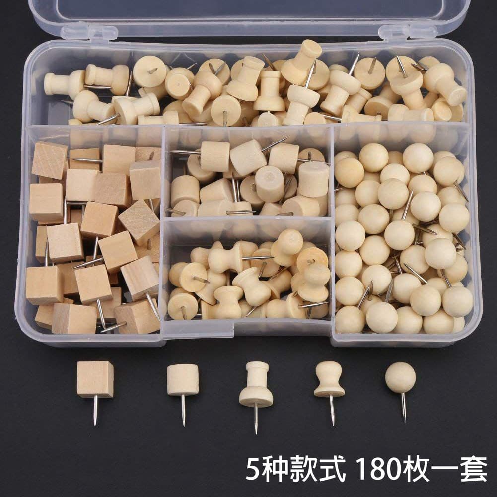 Cross-border hot-selling solid wood push pins, ins style wooden I-shaped nails, cork board push pins, felt wall creative pins