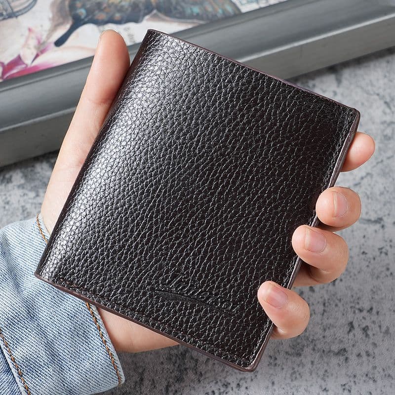 Wallet Men's Vertical Style Personalized Business Fashion Universal Simple Litchi Pattern Thin Zipper Wallet