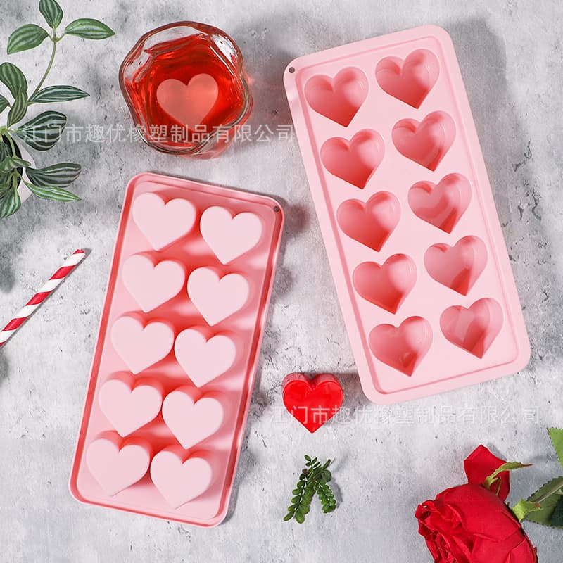 FCM Valentine's Day Heart-Shaped Ice Cube Tray Silicone Mold for Chocolate Baking