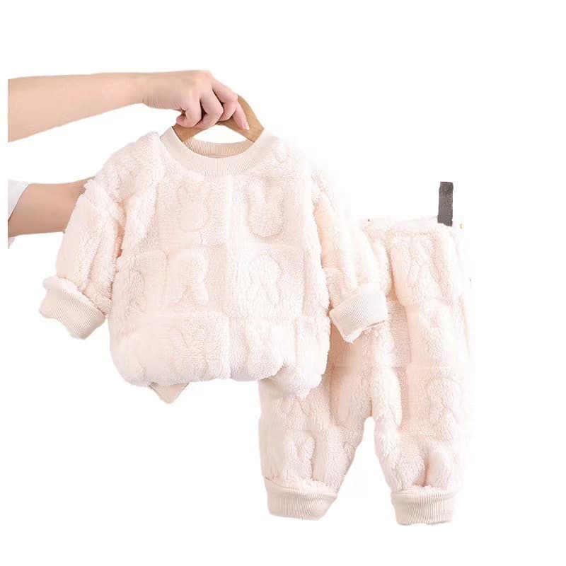 Kids' Flannel Pajama Set, Warm Winter New Style for Boys and Girls, Thick Plush Homewear Two-Piece