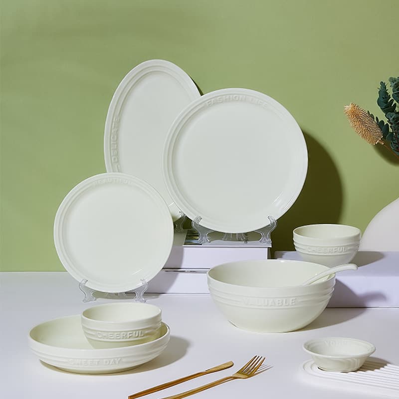High-Appearance Bowl and Plate Tableware Large Bowl and Dish Set Household Underglaze Color Plates Vegetable Plates Ceramic Rice Bowls Soup Bowls Fish Plates