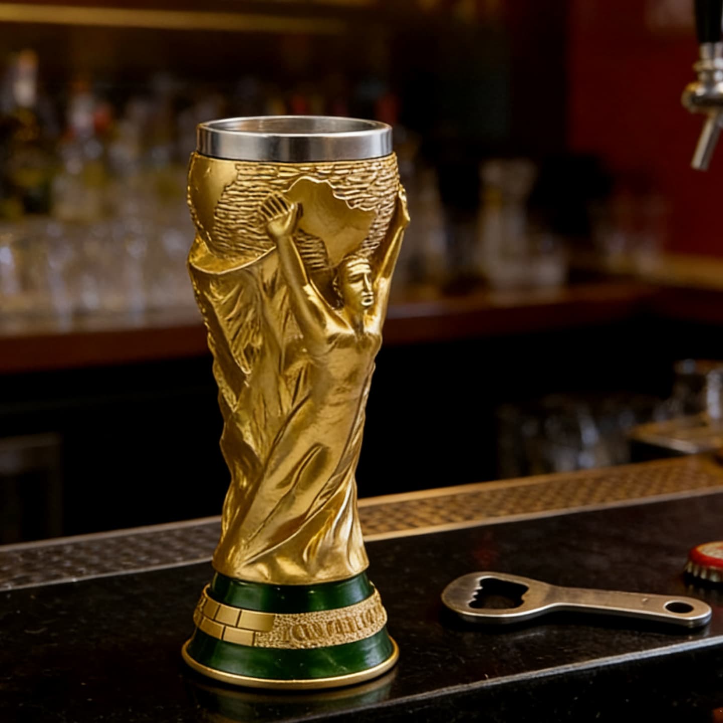 Cross-border Trade USA Canada Mexico Gold World Cup Hercules Stainless Steel Beer Mug Bar Stein Collector's Tankard
