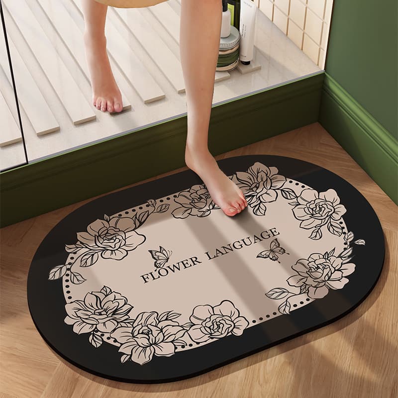 Diatomaceous Earth Absorbent Mat Soft Bathroom Door Mat Shower Bath Mat Non-Slip Foot Mat Toilet Door Mat Rug