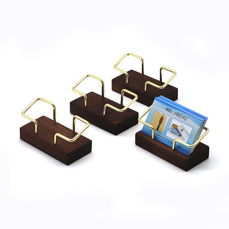 Creative Walnut and Beech Business Card Holder Desktop Card Organizer Front Desk Commercial Card Stand Display with Tissue Holder