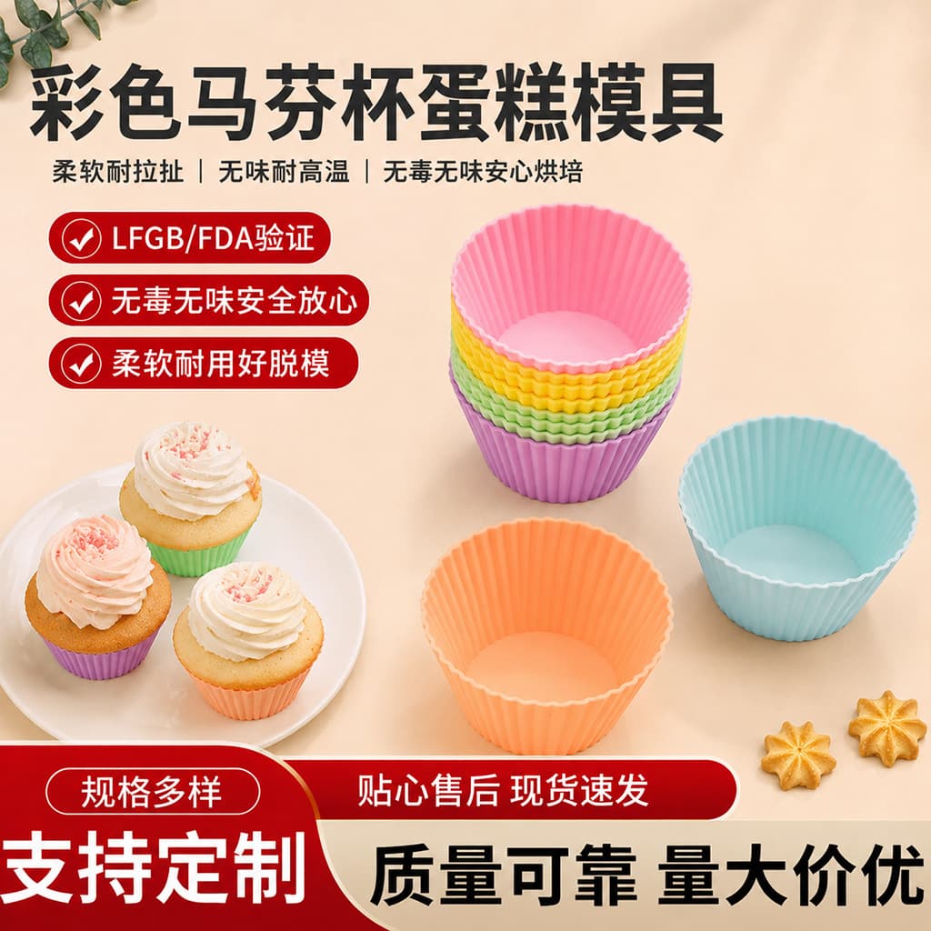 Cross-border silicone cake mold muffin cup 7CM color square muffin cup pudding jelly baking diy mousse