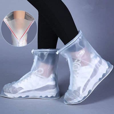 Mid-calf Thickened Waterproof Shoe Covers, Slip-resistant and Wear-resistant Rain Shoe Covers for Men and Women, Zipper Style PVC Shoe Covers Wholesale
