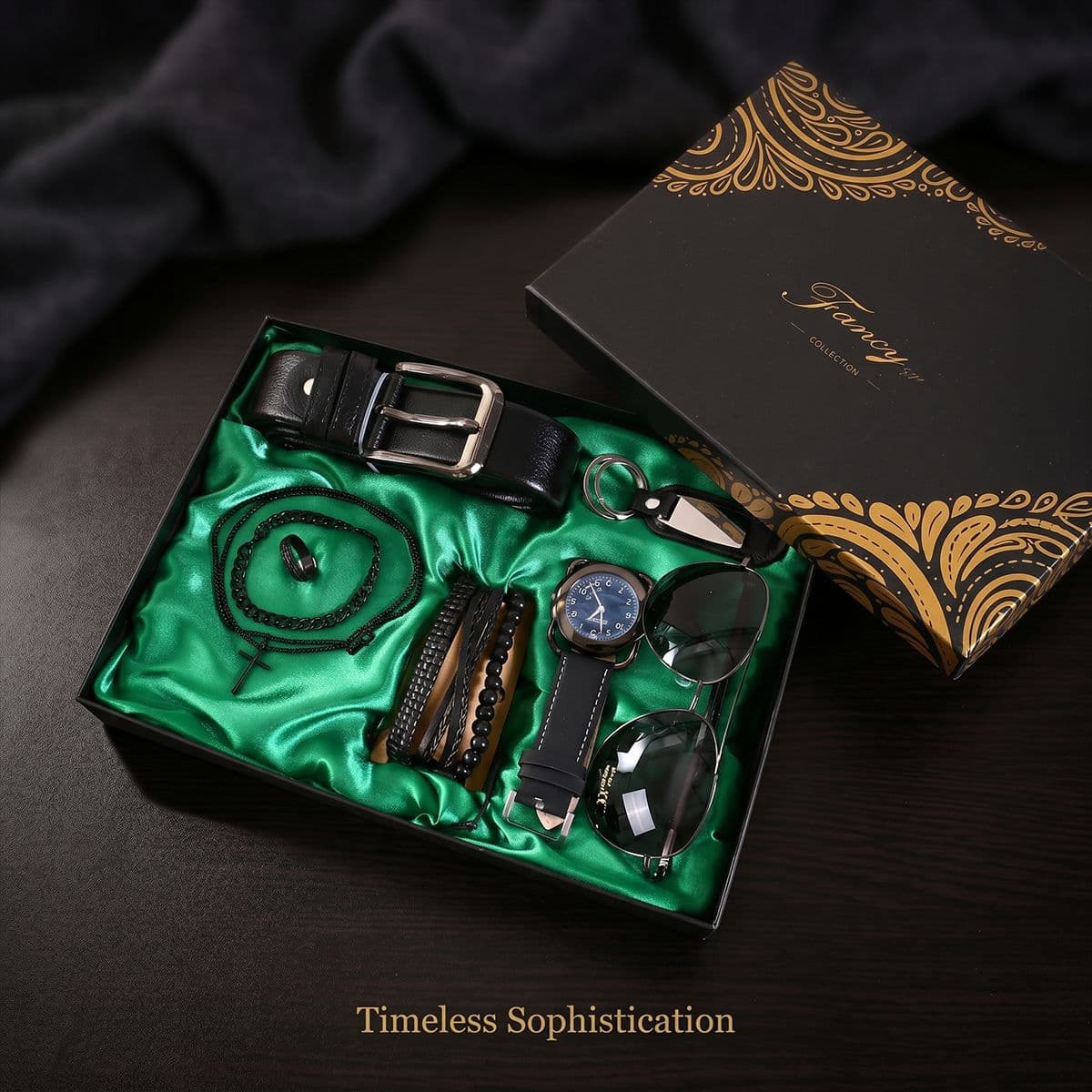 Cross-Border Business Men's Gift Set: Watch, Belt, Sunglasses Accessories Set for Clients, Father's Day, Valentine's Gift