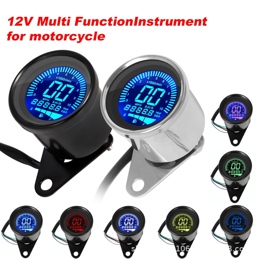 Motorcycle modification parts, instrument panel, oil level, LCD tachometer, digital speedometer, retro cruiser, universal for cruisers.