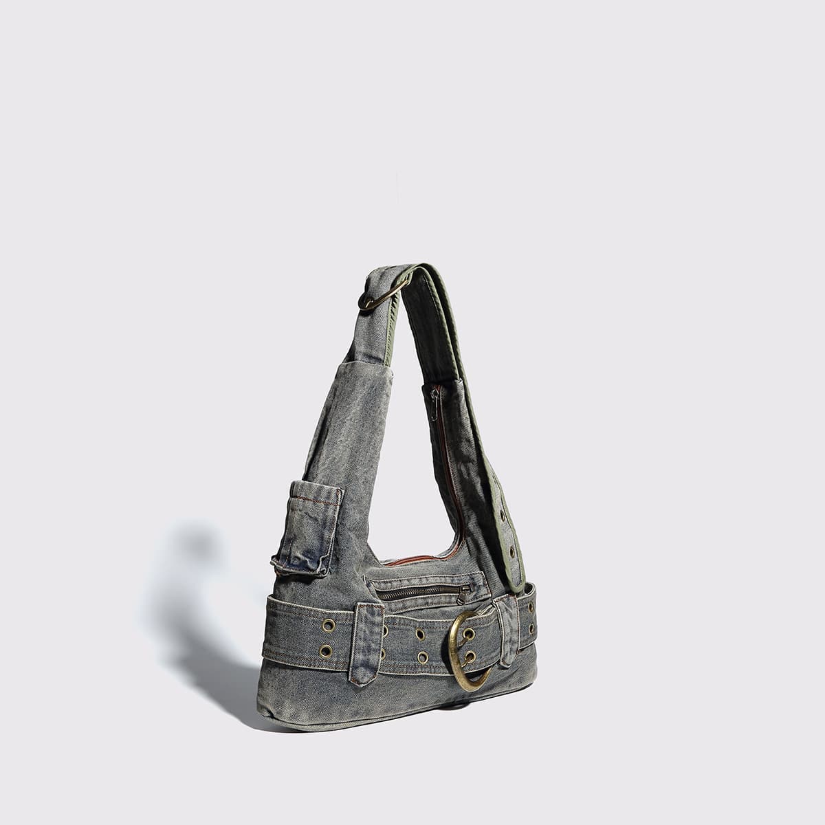 2025 spring new y2k washed denim bag, high-end hot girl style armpit bag, casual and versatile commuting cross-body bag