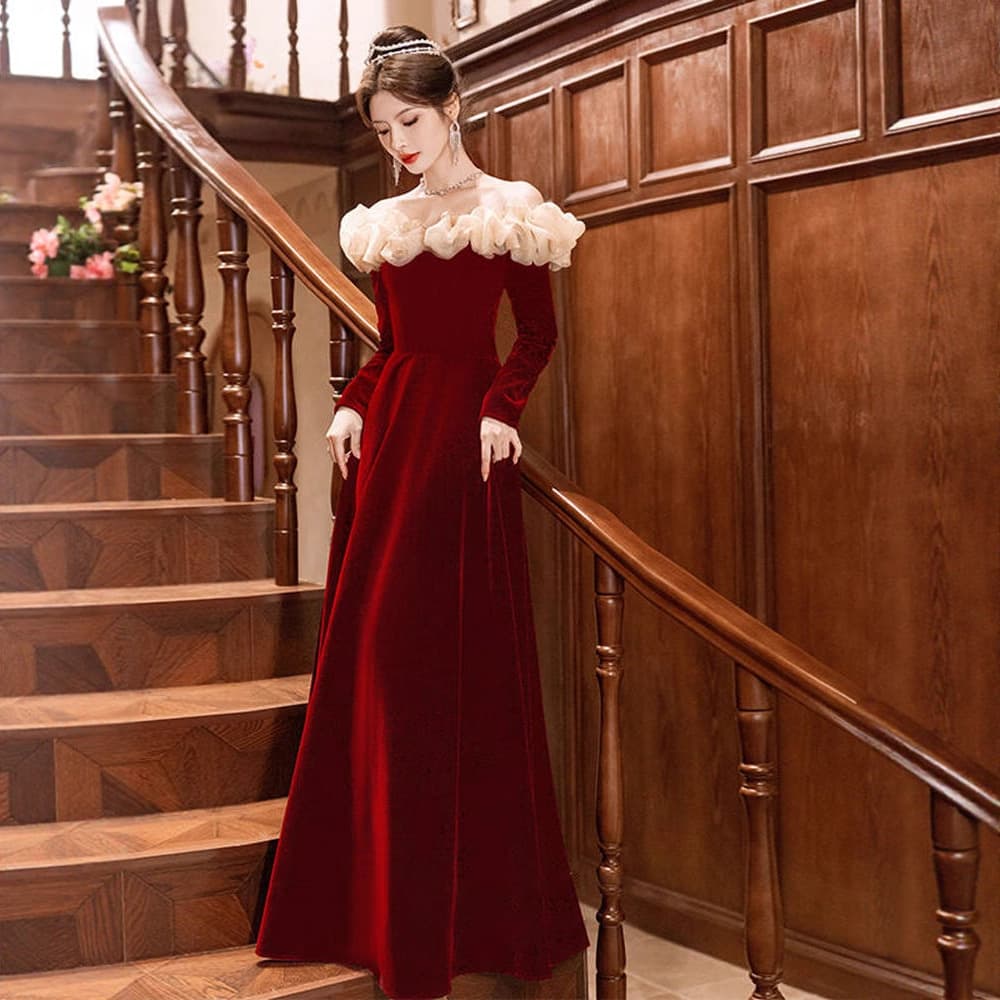 Toast Wear Bride 2026 New Slim Long Sleeve Light Luxury Niche Engagement Evening Dress One Shoulder Wedding Dress