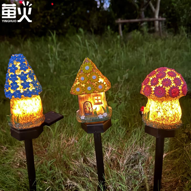 Solar Resin Lamp Garden Decoration Courtyard Outdoor Courtyard Waterproof Landscape Atmosphere Lamp Lawn House Ground Lamp