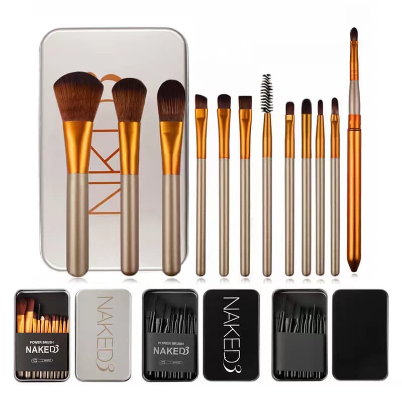 Naked3 12-Piece Iron Box Set Portable Makeup Brushes Lgoo Beauty Tools Cosmetic Skin Care/Makeup/Brushes