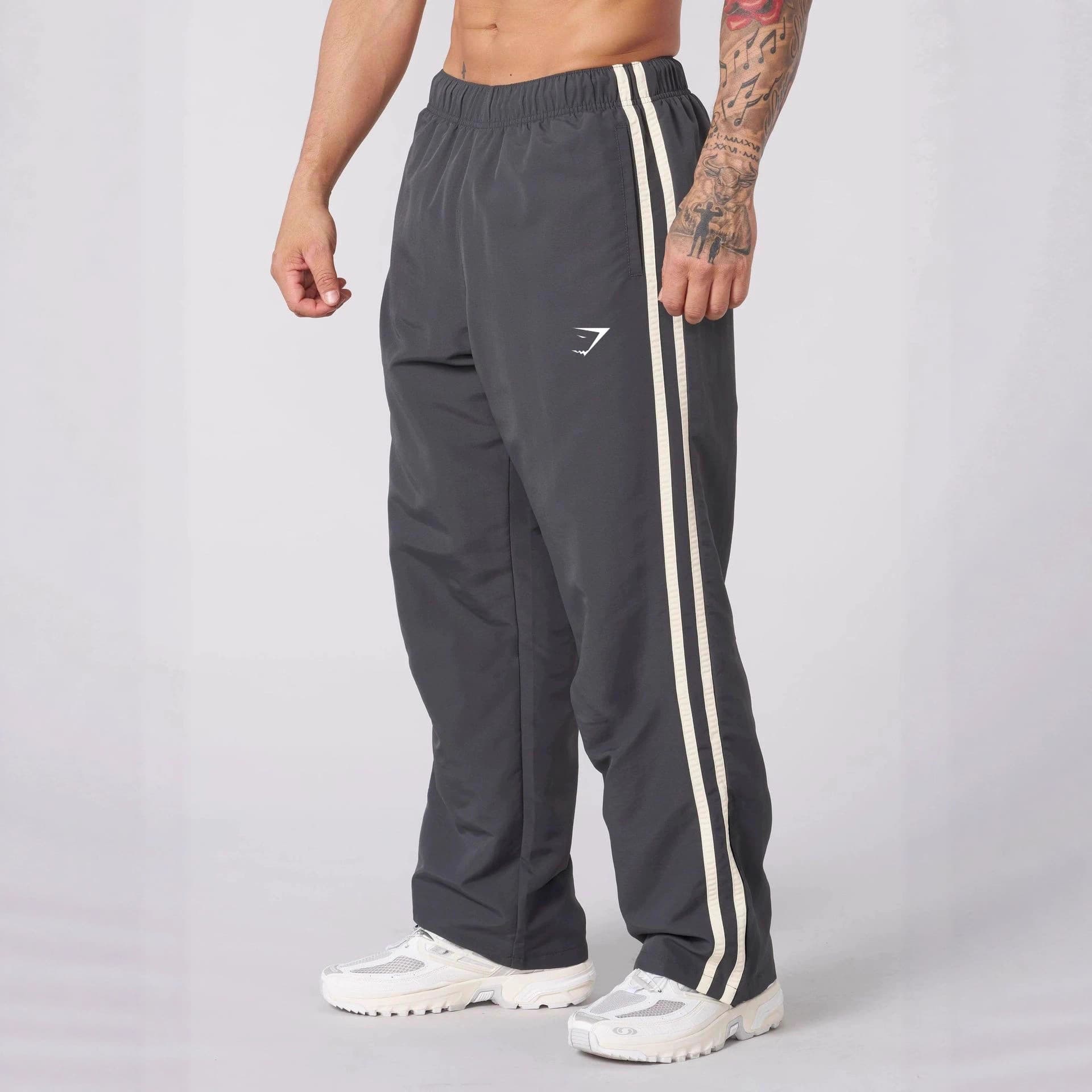 New Cross-Border Men's Fitness Sports Casual Pants Straight Leg Striped Training Cycling Shark Pants GYMSHARK