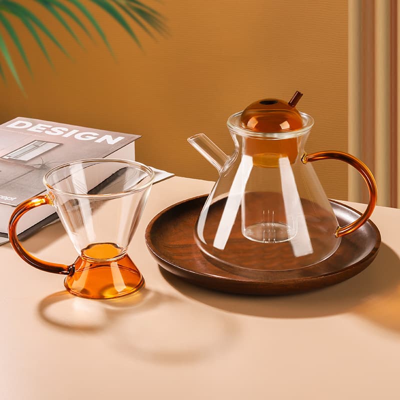 French tea and coffee pot, high borosilicate glass conical teapot, thickened heat-resistant teapot for afternoon tea
