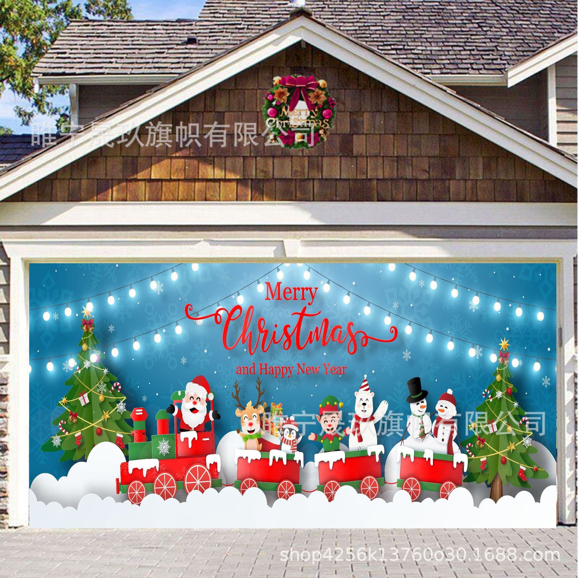 New Christmas Garage Flag Background Cloth Christmas Party Decoration Photo Background Set Office Culture Flags