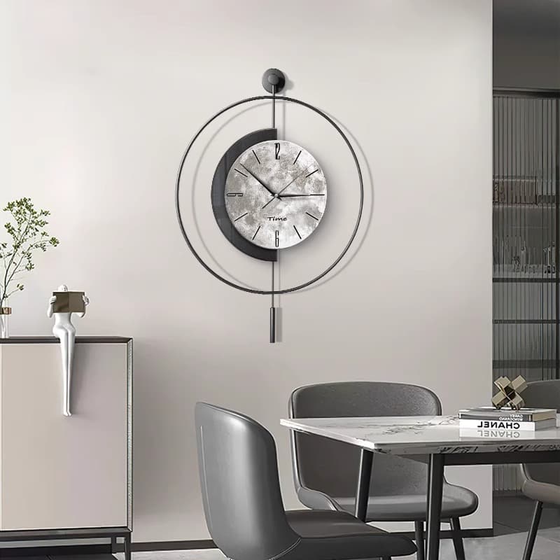 Minimalist Clock Light Luxury Style Restaurant Moon Decorative Wall Clock Simple Art Silent Quartz Clock Wall Mounted