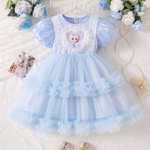 Girls Elsa Dress Summer 2026 New Style Children's Summer Dress Baby Girl Elsa Princess Dress Super Cute