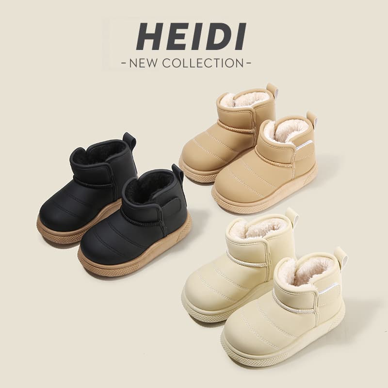 Children's snow boots 2025 winter new style, boys' short boots with fleece and thick lining, girls' cotton boots, warm baby cotton shoes