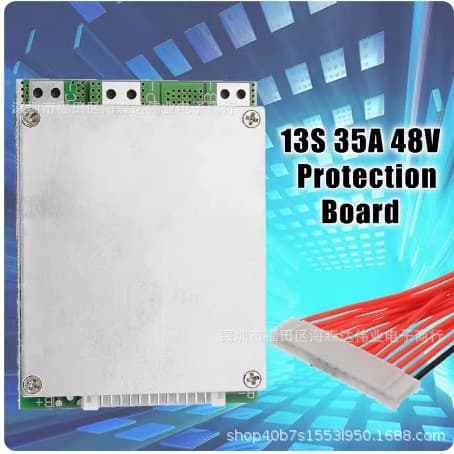 13S 35A 48V Power Lithium Battery Protection Board BMS (Separate Port 35A) with Balancing Circuit