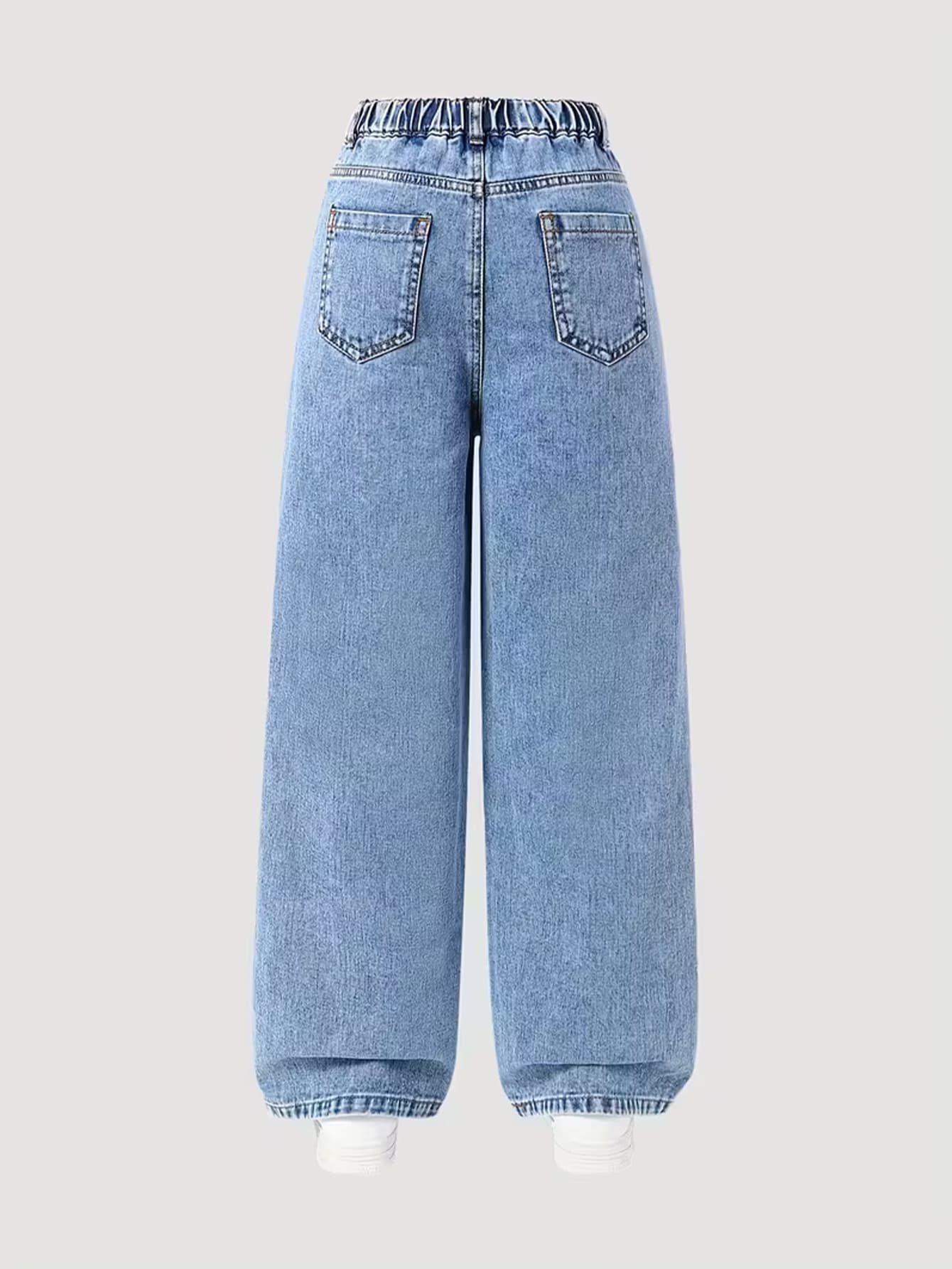 Cross-border Girls' Spring and Autumn Jeans New Arrival Older Girls Loose Casual Straight-Leg Pants Children's Stylish Versatile Wide-Leg Trousers