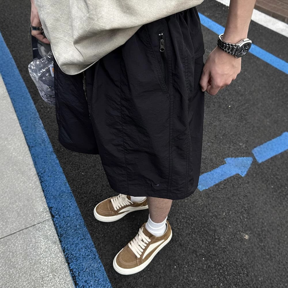 American Retro Cool-Touch Quick-Dry Shorts for Men, Summer Street Style Casual Beach Shorts, Clean Fit, Windproof & Waterproof Mid-Length Shorts