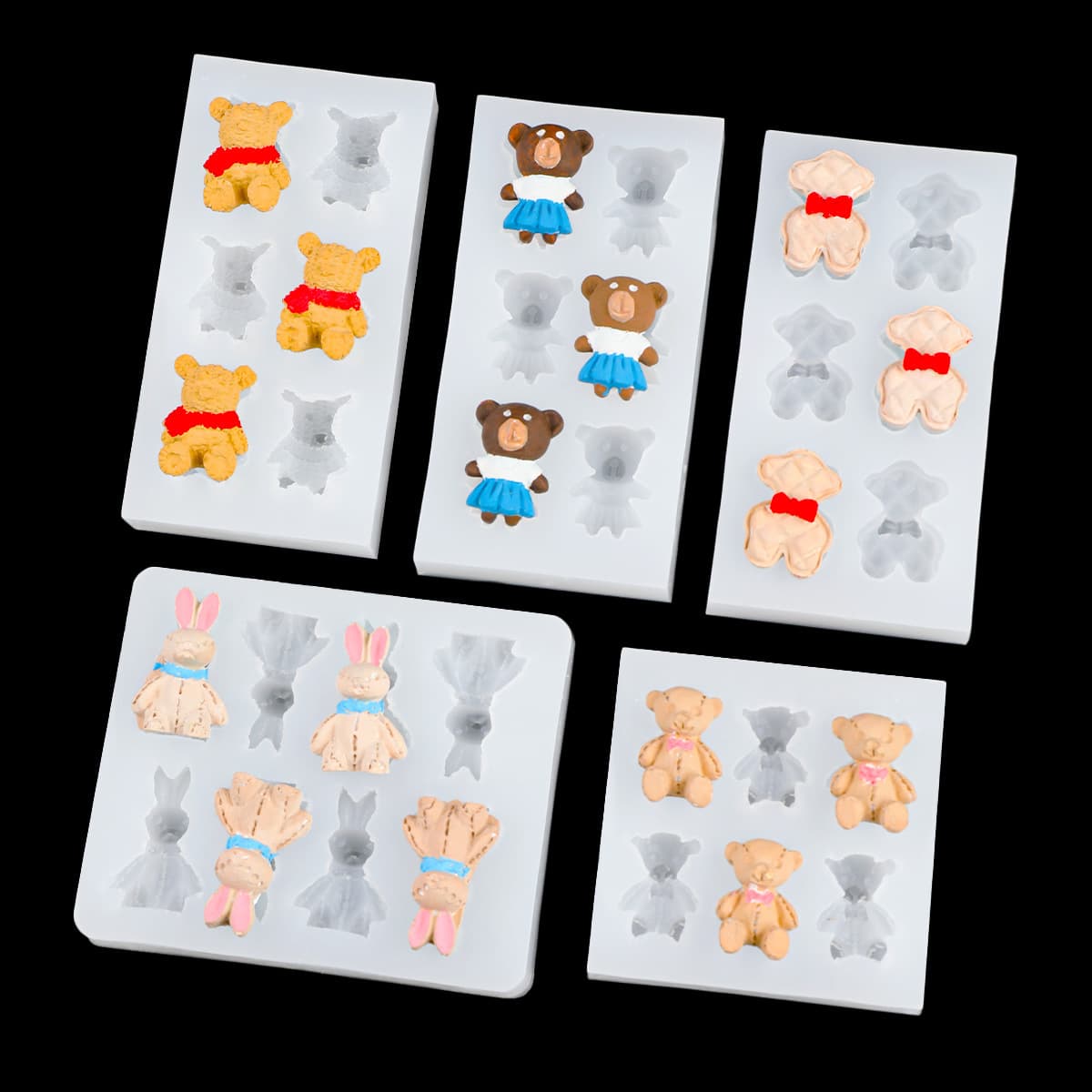 Mini Cute Bear and Bunny Silicone Mold DIY Epoxy Resin Wax Seal Mold Cake Candy Baking Mold