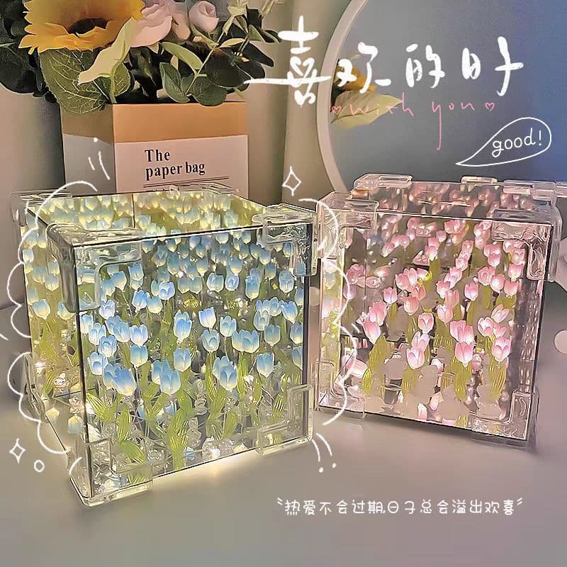 Internet celebrity popular tulip flower sea night light handmade diy magic cube three-dimensional atmosphere light ornament event small gift