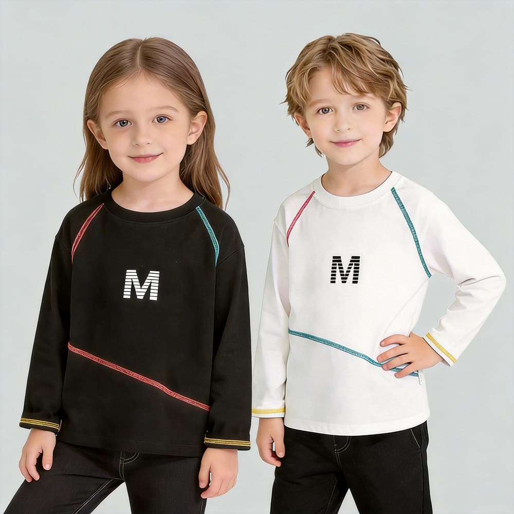 Children's Long Sleeve T-Shirt Pure Cotton Boys Base Layer Girls Spring Top Baby Clothes Older Kids Children's Wear Spring Autumn A