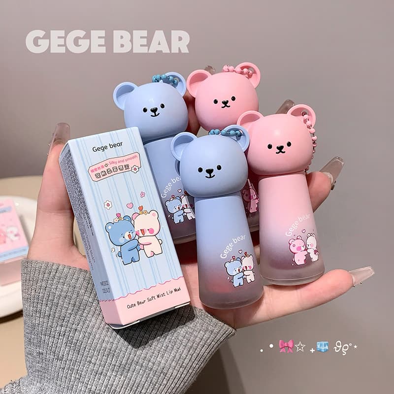 Gege Bear Plush Velvet Lip Mud Set - Smooth, Non-Drying, Lightweight Velvet Texture