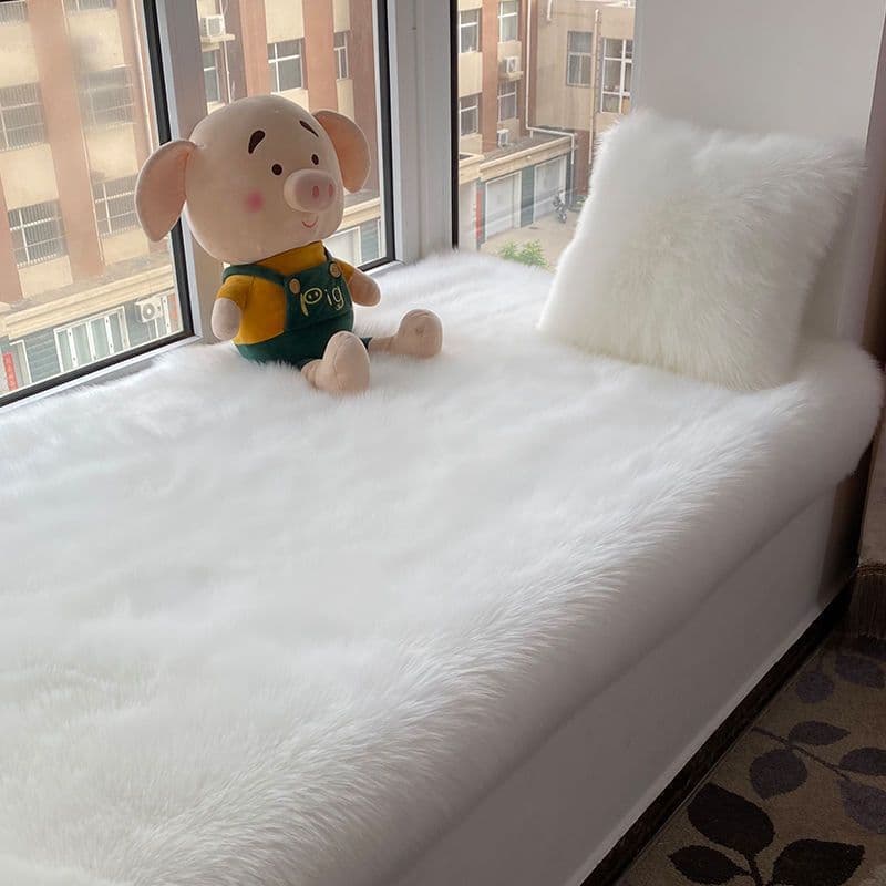 Nordic plush thickened bay window cushion, windowsill cushion, non-slip balcony cushion, bedroom sofa cushion, imitation wool, drop shipping available.