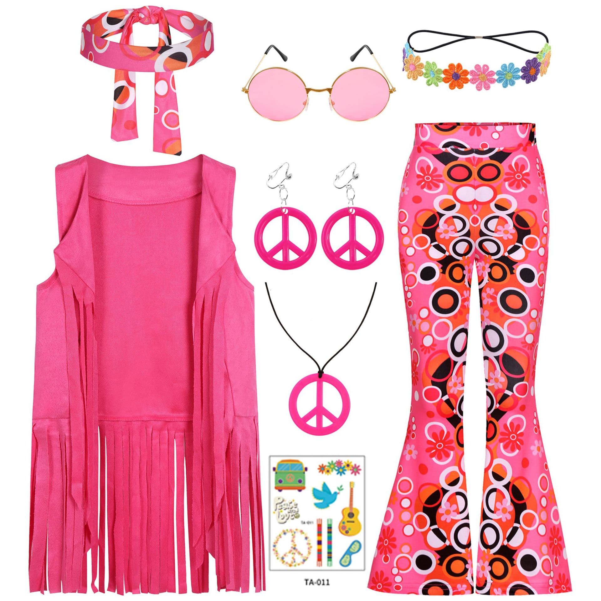 Children's hip-hop clothing, girls' hippie clothing, rose red style, Halloween party performance Dicos clothing