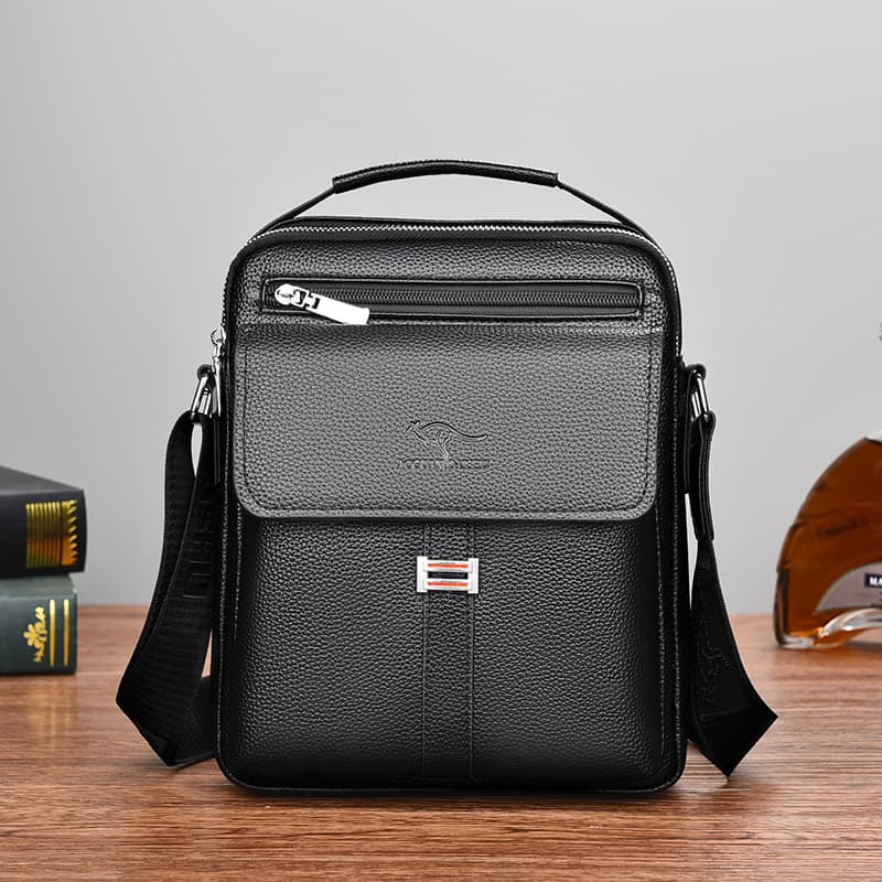 Men's Crossbody Bag Shoulder Bag Genuine Leather Texture Korean Style Business Travel Vertical Small Tote Large Capacity Trendy Bag