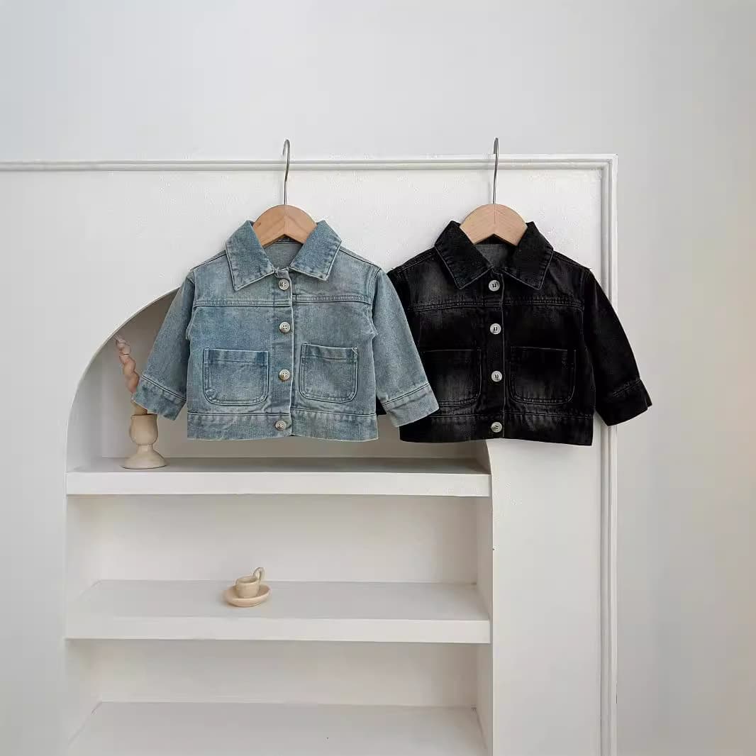 Retro Denim Jacket for Small and Medium Children 2024 Autumn Season Unisex Baby Denim Top Girls' Trendy Vintage Top