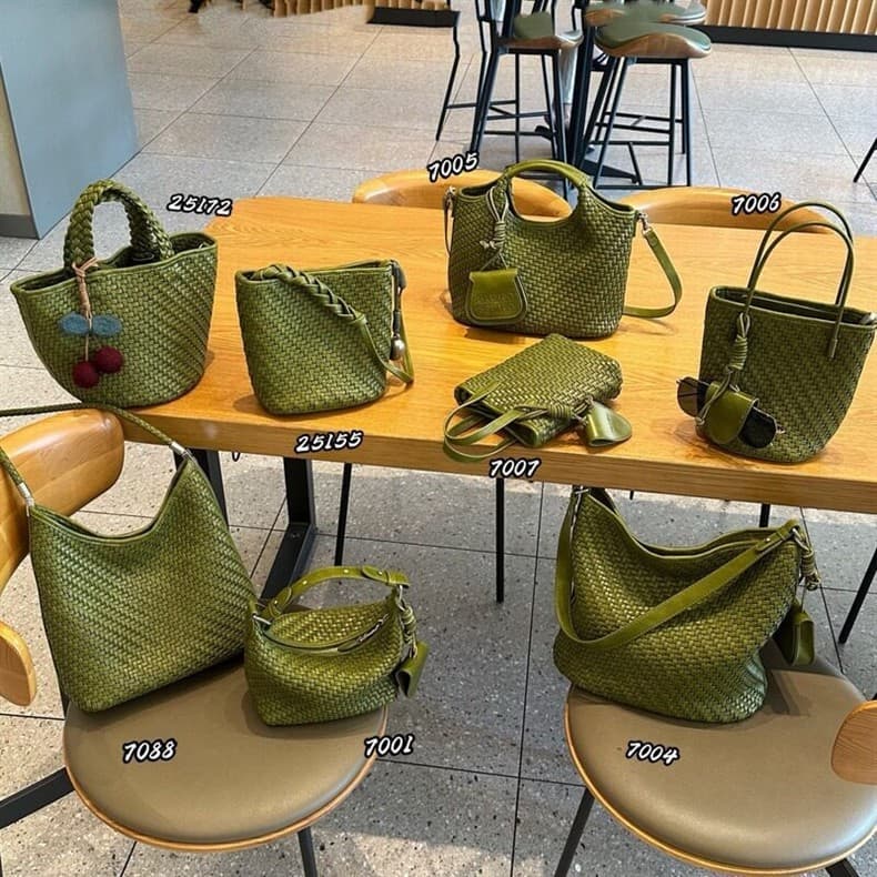 2026 New Fashion Versatile Women's Handbag Shoulder Bag Crossbody Bag Dill Green Woven Bucket Bag