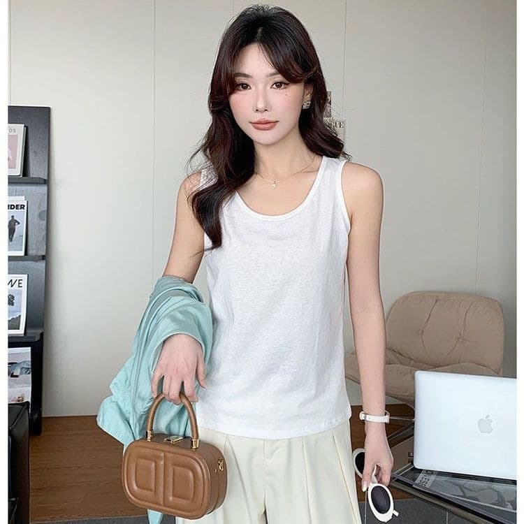 Fashion Trendy Loose Cotton Camisole for Women Summer Inner Layering Vest, Casual Sleeveless Top