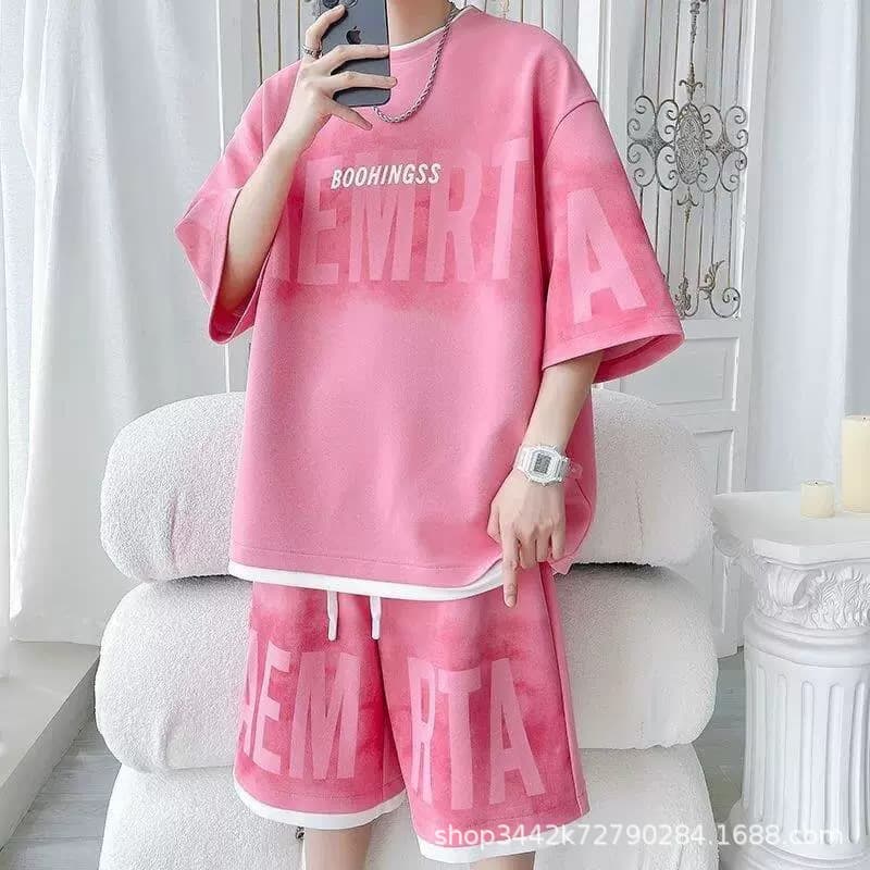 2025 New Summer Sport Set Short Sleeve T-Shirt for Men Trendy Stylish High School Students Teenagers