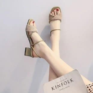 Foreign Trade Special Price 2026 Summer New Women's Sandals Fairy Style Two-Way Versatile Slippers Mid-Heel Chunky High Heels