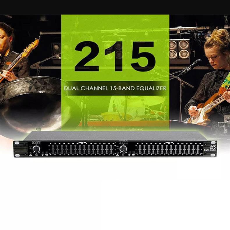 Factory cross-border direct sales 215XL dual 15-band equalizer for professional home, stage performances, weddings, KTV, and conference sound tuning.